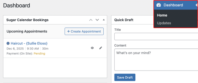 Sugar Calendar Bookings Dashboard Widget Sugar Calendar Bookings Dashboard Widget