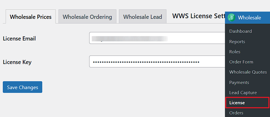 Add license key for Wholesale Prices Add license key for Wholesale Prices