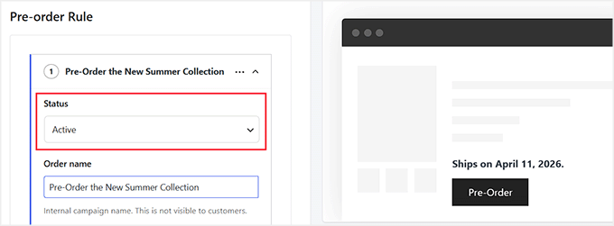 Activate Pre-Order rule in Merchant Activate Pre-Order rule in Merchant