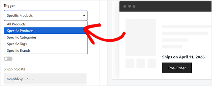 Select a trigger for pre-orders in Merchant Select a trigger for pre-orders in Merchant