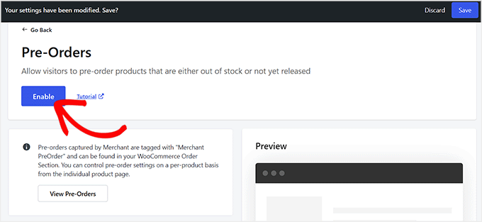 Enable the Pre-Orders module in Merchant Enable the Pre-Orders module in Merchant