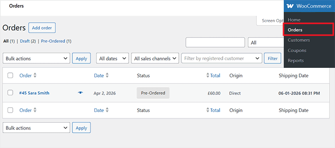 View pre-orders in WooCommerce orders page View pre-orders in WooCommerce orders page