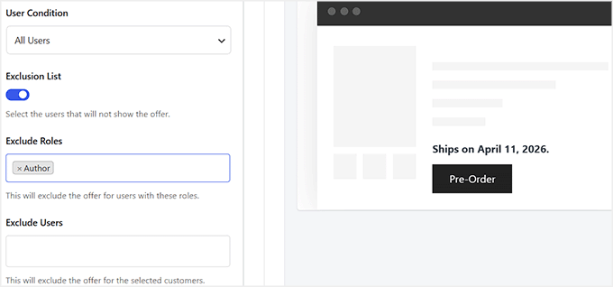 Exclude users or roles from pre-ordering in Merchant Exclude users or roles from pre-ordering in Merchant