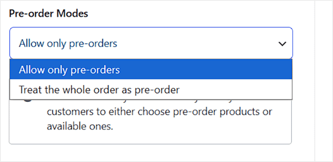 Select pre-order-modes in Merchant Select pre-order-modes in Merchant