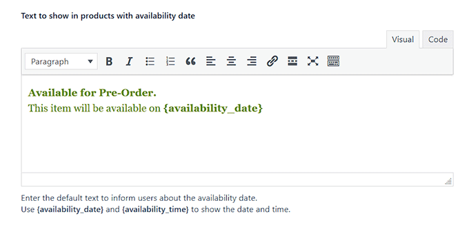 Add pre-order availability text in YITH Add pre-order availability text in YITH