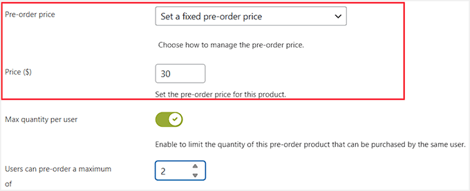 Set pre-order product price in YITH Set pre-order product price in YITH