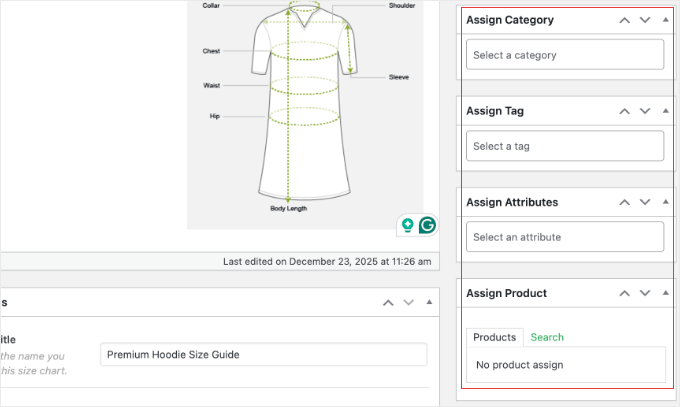 Assigning a Size Chart to Products Using Advanced Product Size Charts Pro Assigning a Size Chart to Products Using Advanced Product Size Charts Pro
