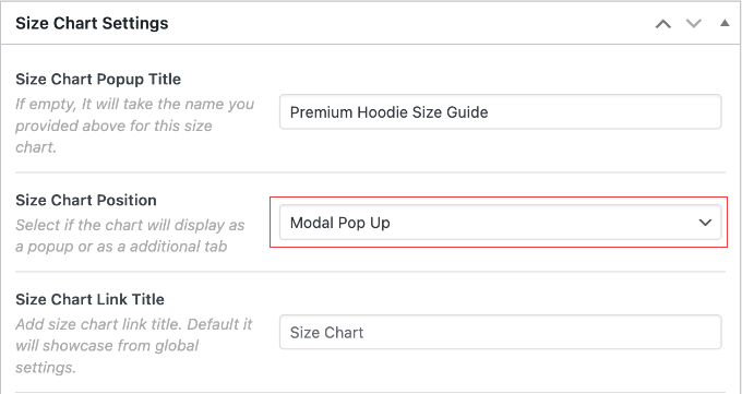 Selecting the Popup Option in Advanced Product Size Charts Pro Selecting the Popup Option in Advanced Product Size Charts Pro