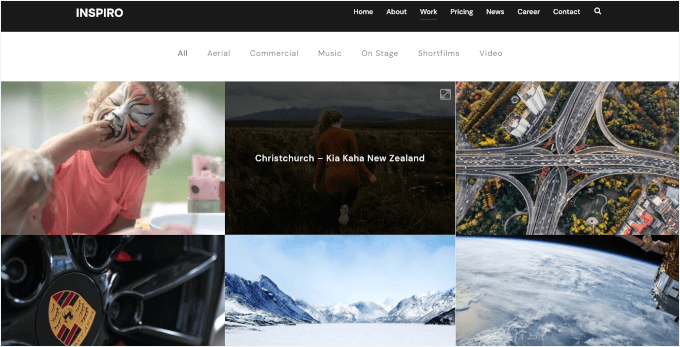 Grid portfolio layout in Inspiro Grid portfolio layout in Inspiro