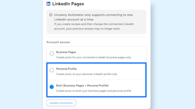 Connect to personal LinkedIn profiles Connect to personal LinkedIn profiles