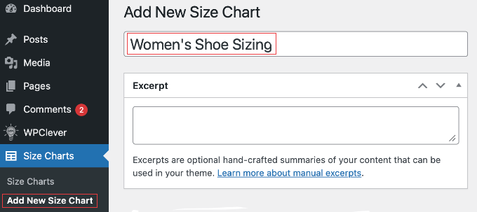 Adding a Chart Title Using WPC Product Size Chart for WooCommerce Adding a Chart Title Using WPC Product Size Chart for WooCommerce