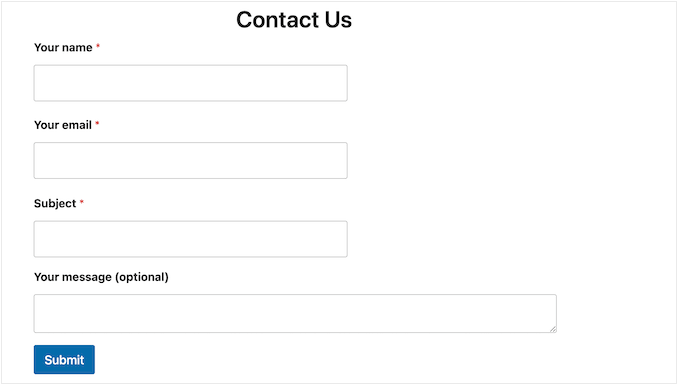 An example of a modern contact form, created using WPForms An example of a modern contact form, created using WPForms