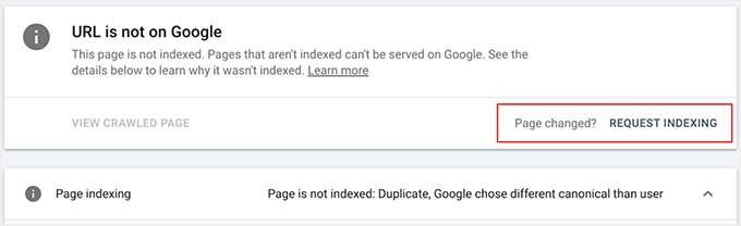 Click Request Indexing button in Google Search Console Click Request Indexing button in Google Search Console