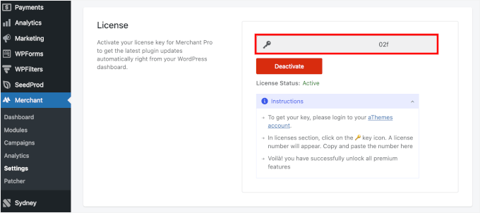 Activating Merchant's license key Activating Merchant's license key