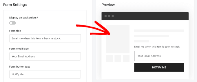 Waitlist module's form settings and preview Waitlist module's form settings and preview