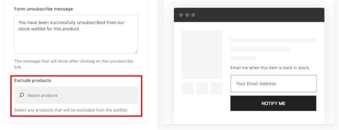 Exclude product configuration Exclude product configuration