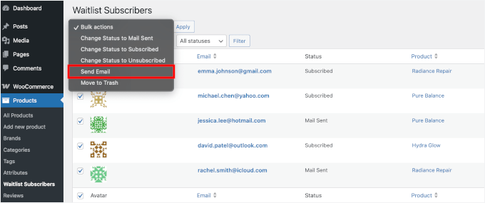 Sending emails to subscribers Sending emails to subscribers