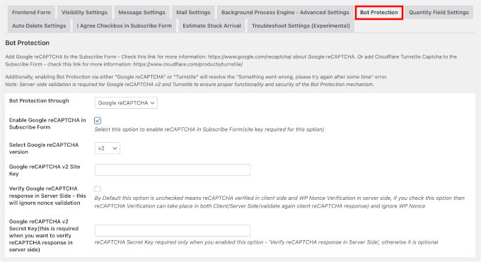 Bot protection with Google ReCAPTCHA Bot protection with Google ReCAPTCHA