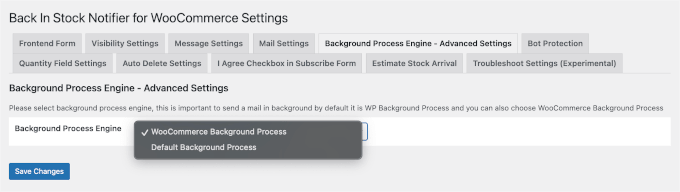Background process settings in instock notifier Background process settings in instock notifier