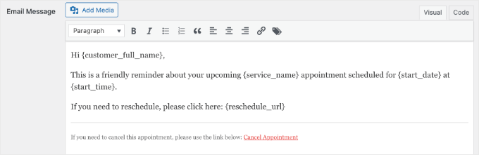 Customizing an Email Message in Sugar Calendar Bookings Customizing an Email Message in Sugar Calendar Bookings