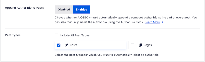 Enabling appending author bio to blog posts Enabling appending author bio to blog posts