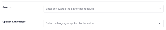 Adding user's awards and spoken languages Adding user's awards and spoken languages