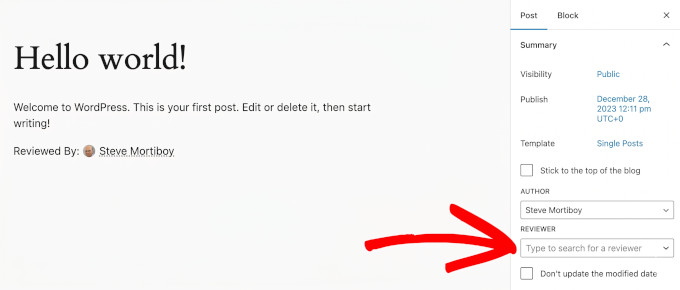 Reviewer dropdown AIOSEO Reviewer dropdown AIOSEO