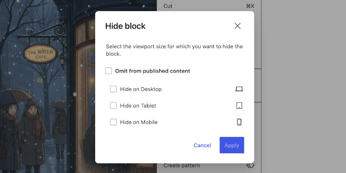 Hide block options Hide block options