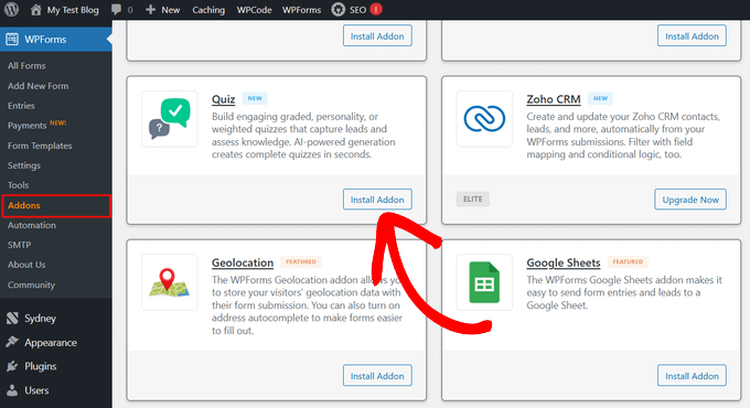 Install the WPForms Quiz Addon Install the WPForms Quiz Addon