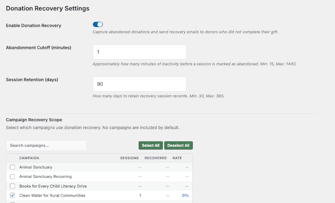 New donation recovery feature in Charitable New donation recovery feature in Charitable