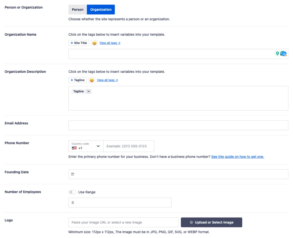 Organization settings schema markup Organization settings schema markup