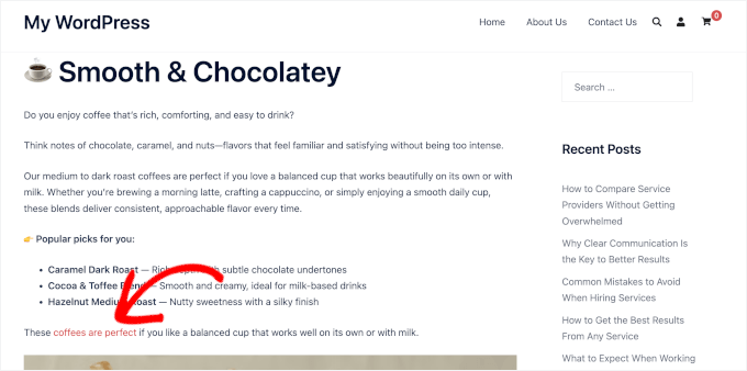 Interlink automatically added to live post Interlink automatically added to live post