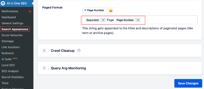 Checking the Paged Format in All in One SEO Checking the Paged Format in All in One SEO