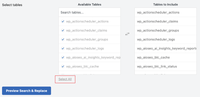 WP Search and Replace dry run results showing rows affected count WP Search and Replace dry run results showing rows affected count