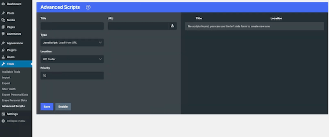 The Advanced Scripts WordPress plugin The Advanced Scripts WordPress plugin