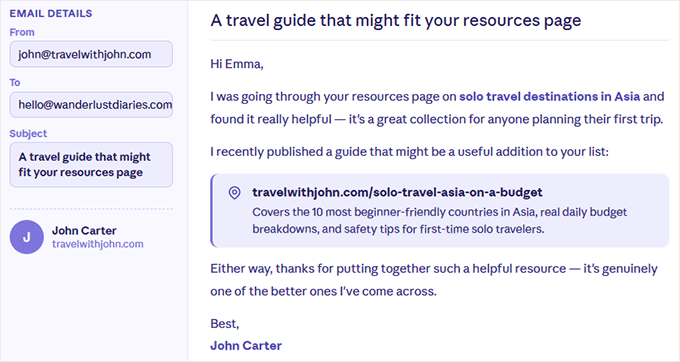 Example email for resource page inclusion Example email for resource page inclusion