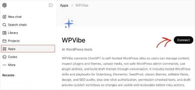 Connecting ChatGPT to WPVibe Connecting ChatGPT to WPVibe
