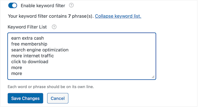 How to filter your comments based on keywords Creating a list of banned words for your online forms