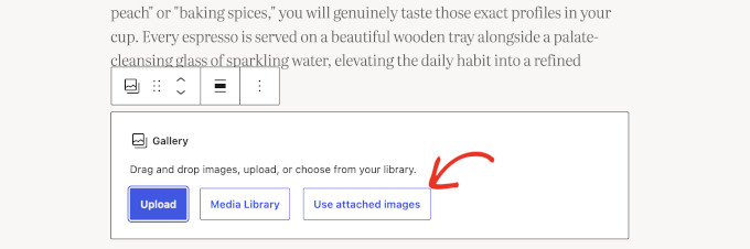 Use attached images in Gallery block Use attached images in Gallery block